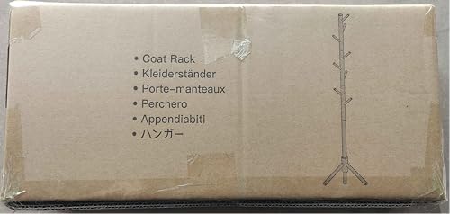 Pipishell Coat Rack Sturdy Wooden Coat Rack Stand, Adjustable Coat Tree, Free Standing Tree Hanger with 4 Sections & 8 Hooks, for Home/Bedroom/Office/Hallway/Entryway Pipishell