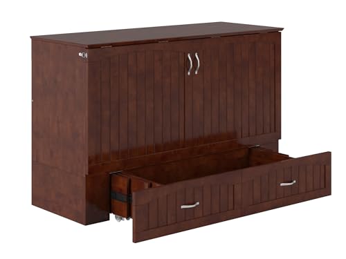 AFI, Southampton Murphy Bed Chest Queen with 6" Mattress, Storage Drawer & Built-in USB Charger, Walnut