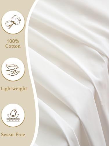 Bedecor Deep Pocket Full 100% Cotton Sheet Set for Hot Sleepers - Fits up to 24 Inch Extra Deep Mattress - 6 Piece Breathable Bedding Set with Fitted Sheet, Flat Sheet & Pillowcases White Bedecor