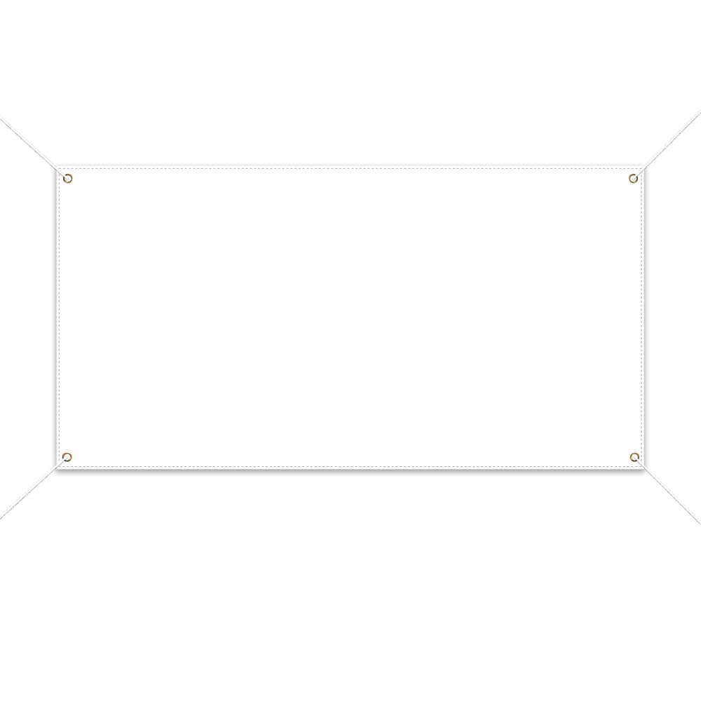 Blank Banners DIY Signs Blank Banner Polyester Oxford Cloth 300D Sublimation Banner with Hanging Rope for Business Office Advertising graffiti Indoor Wall Outdoor White banner (2x4FT 1pack) Jegatoo