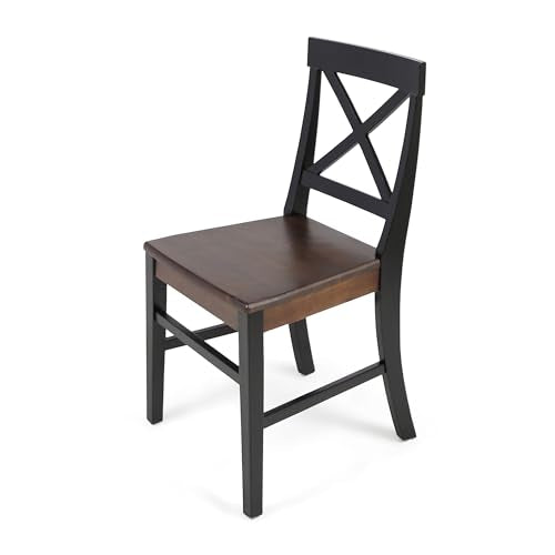 Christopher Knight Home Roshan Farmhouse Acacia Wood Dining Chairs, Black / Walnut Christopher Knight Home