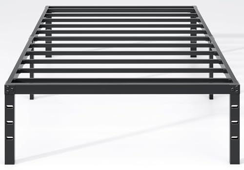 NEW JETO Metal Bed Frame,Twin Size Bed Frame with Storage Space,Heavy Duty Sturdy Mattress Foundation,Easy Assembly,No Box Spring Needed, Black,18 Inch,Twin NEW JETO