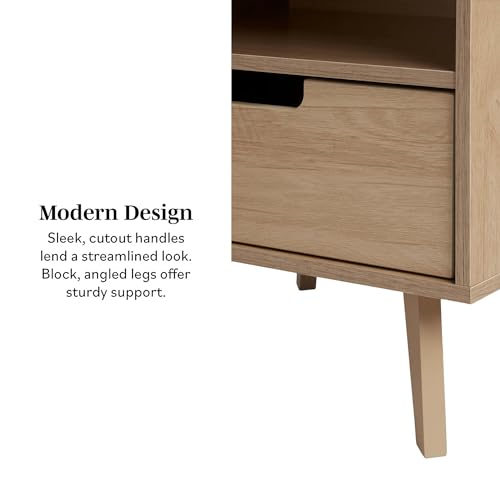 Walker Edison Raelyn Mid-Century Modern 1-Drawer Nightstand, 20 Inch, Riviera Walker Edison