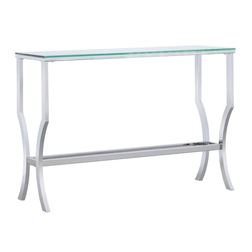 Coaster Home Furnishings - Saide - Metal and Glass - 43.5-Inch Rectangular Contempandary Table with Clear Tempered Glass Top - Entryway, Living Room, and Hallway - Chrome - 720339 Coaster Fine Furniture
