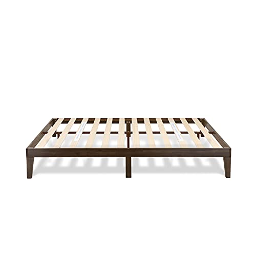 East West Furniture DNP-22-Q Walnut Queen Platform Bed Frame with Solid Wood Legs East West Furniture