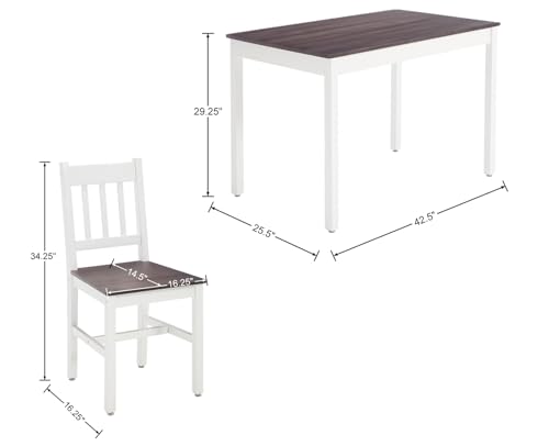 chairus Dining Table Set for 4 Farmhouse Dining Table and Chairs Set Wooden Rectangle Dinette Set of 5 for Small Space Kitchen Dining Room Living Room, Brown/White chairus