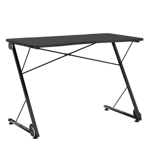 Tangkula Gaming Computer Desk, Z-Shaped Home Office Computer Table with LED Lights & Large Carbon Fiber Surface, Ergonomic Gamer Workstation, Writing Desk for Home Office Tangkula
