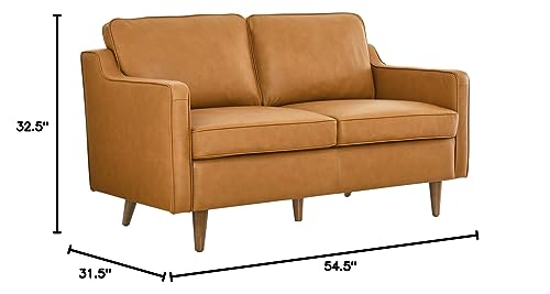 Modway Impart Upholstered Genuine Leather Loveseat in Tan Modway