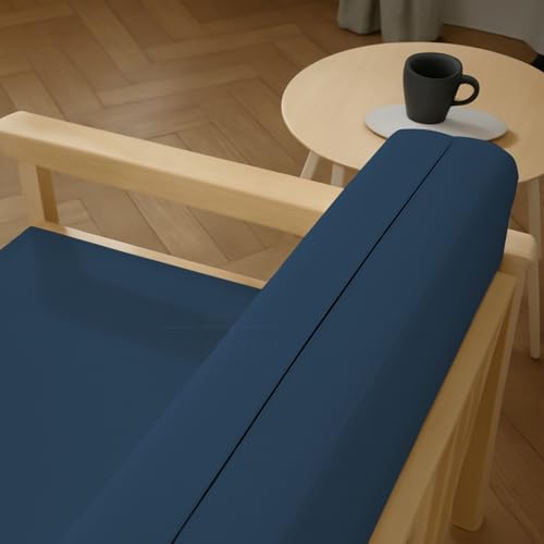 Full Size Armless Futon Covers - 100% Egyptian Cotton Futon Slipcovers - Zippered Couch Cover Sofa Bed Protector, Sleeper Sofa Cover, Machine Washable, Medium Blue Yarns of Cotton