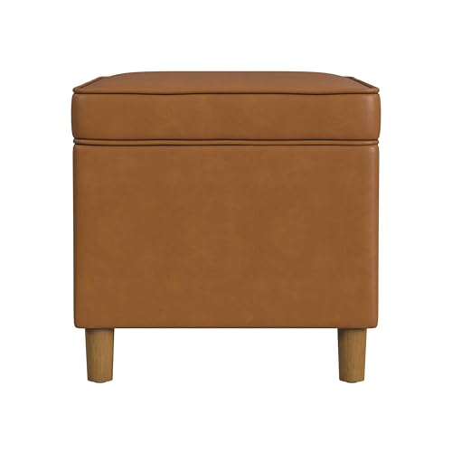 HomePop - Dinah 24" Storage Ottoman- Carmel Faux Leather HomePop