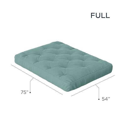 Royal Sleep Products by The Futon Factory 10 inch Foam Futon Mattress - Solid Teal Fabric - Full Size - CertiPUR Certified Foams - Made in USA - (Frame not Included) Royal Sleep Products