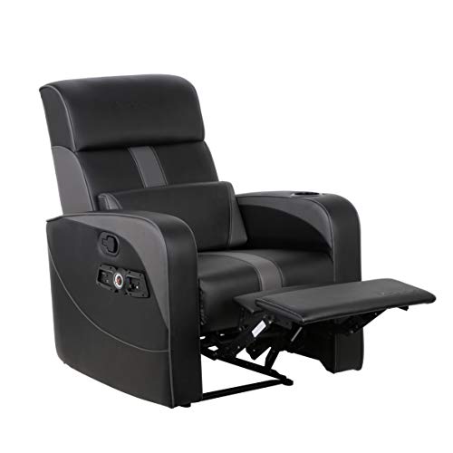 X Rocker Gamma Recliner Gaming Chair, 2.1 Bluetooth Audio System, Headrest Mounted Speakers, Built-in Footrest and Cupholder, 718001, 34.84" x 39.37" x 30.31", Black X Rocker