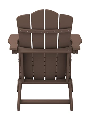 KINGYES Folding Adirondack Chair, HDPE All-Weather Folding Adirondack Chair, Brown KINGYES