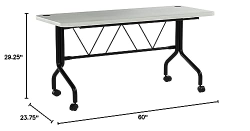 Office Star Resin Multipurpose Flip Training Table with Locking Casters for Home or Office Use, 5 Feet Light Gray Office Star Products