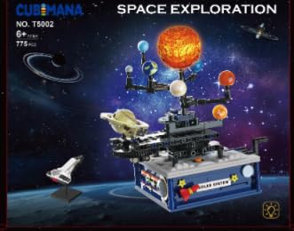 Solar System Building Sets with Light - Rotatable Space Exploration Building Toys with 9 Planets & Rocket Sets Science Astronomy Educational Gifts for Boys Girls Age 6+ Years Old Kids(775 PCS) CUBIMANA
