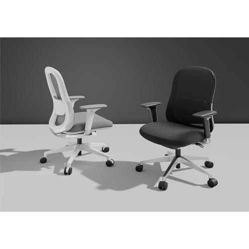 WorkPro® Uomo Ergonomic Mesh/Fabric Mid-Back Office Chair, White/Gray, BIFMA Compliant WorkPro