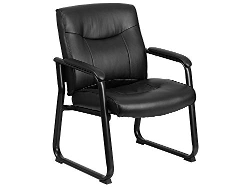 Flash Furniture Hercules Series Big & Tall LeatherSoft Executive Side Reception Chair, Padded Lobby Chair with 500-lb. Static Weight Capacity, Black