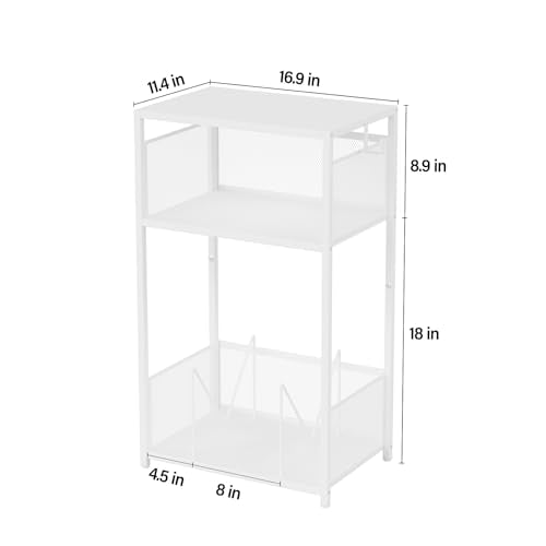 Aduanbang 3 Tier End Table,Record Player Stand with Storage Up to 100 Albums,Turntable Stand for Vinyl,White Records Shelf for Living Room Bedroom Aduanbang