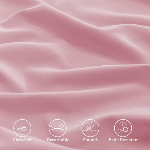 NookZuzu 3 Piece Toddler Sheet Set,Pink Basics Bed Sheet Set for Toddler,Microfiber 3-Piece Sheet Set Soft Breathable Crib Bedding Set for Kids,Includes Flat Sheet, Fitted Sheet, Pillowcase NookZuzu