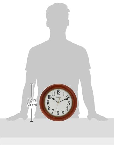 SEIKO 12 Inch Round Wood Classic Wall Clock, White,Brown Seiko