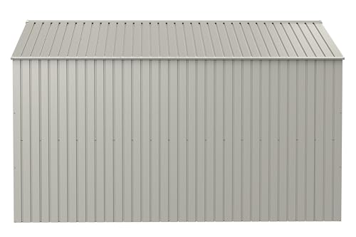 Arrow Shed Elite 10' x 12' Tall Outdoor Steel Storage Shed with High Gable and Lockable Doors Storage Building, Cool Grey Arrow