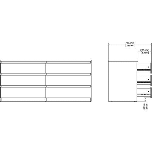 Tvilum Scottsdale 6 Drawer Double Dresser, White High Gloss Tvilum