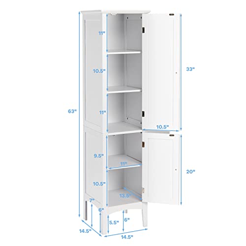 Tangkula 5-Tier Slim Bathroom Storage Cabinet in White - Elegant Freestanding Tower Design Tangkula