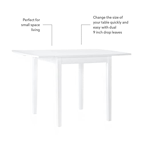 Linon White 30" Square 30" X 48" Fully Extended Torino Drop Leaf Table Linon