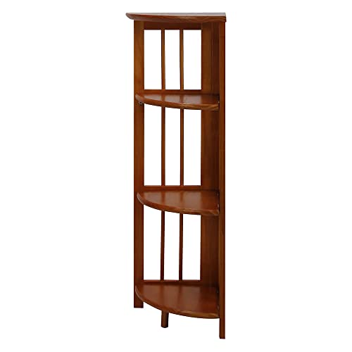 Casual Home 4-Shelf Corner Folding Bookcase, Honey Oak Casual Home
