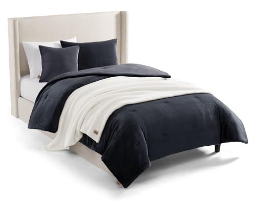 UGG Remina Twin Comforter Set 4 Piece Bed in a Bag with Throw Blanket, Decorative Pillow, Sham, and Reversible Comforter Hypoallergenic Washable College Dorm Bedding, Twin XL, Navy Blue UGG