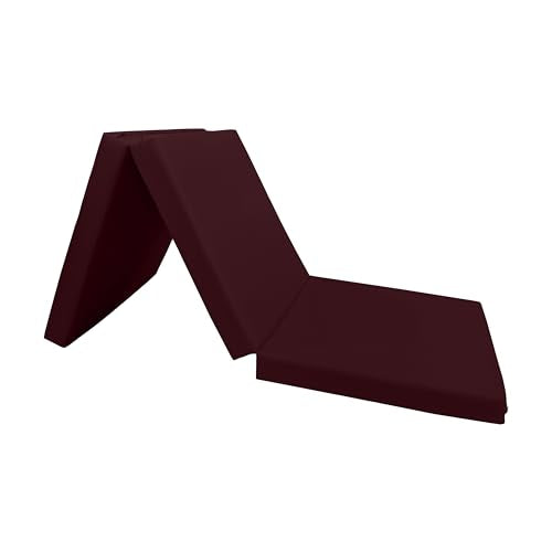 D&D Futon Furniture Trifold Foam Beds, Floor Tri-Fold Bed, Foldable Shikibuton Mattress Cushion Topper Mat for Space Saving Sleepover 3x27x75 in, Burgundy D&D Futon Furniture