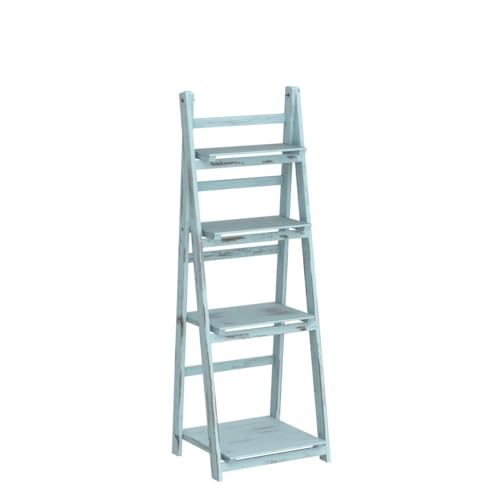 Milltown Merchants Ladder Shelf - Distressed Bookshelf - Rustic Ladder Bookshelf - Leaning Bookshelf for Rustic Home Decor (Turquoise) Milltown Merchants