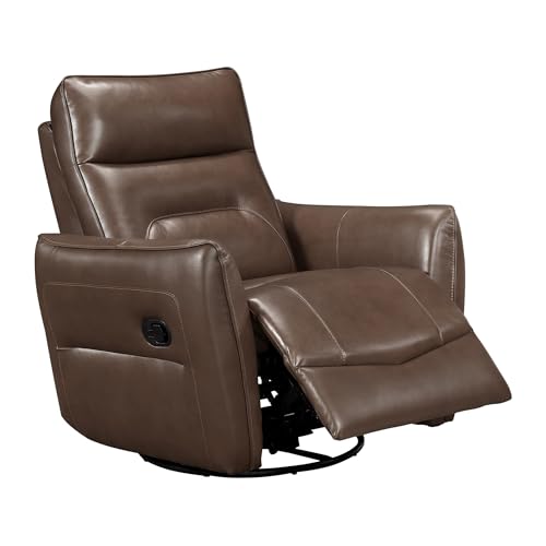Lexicon Swivel Glider Reclining Chair, Top Grain Leather Match Manual Recliner, Comfy Nursery Glider Recliner, Swivel Reclining Chair for Living Room/Office/Bedroom/Apartment, Toffee Brown Lexicon