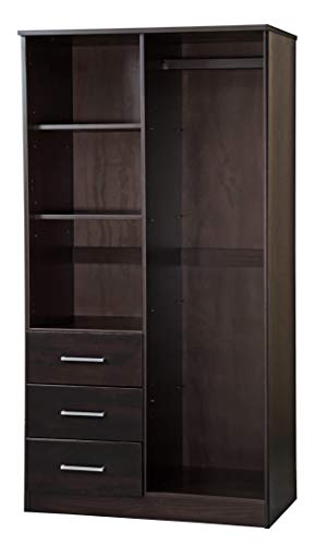 Palace Imports 100% Solid Wood Metro 2-Door Wardrobe Armoire w/Raised Panel Doors, Java, 37.75" w x 72" h x 20.75" d, Renewable Eco-Friendly Wood, Made in Brazil Palace Imports