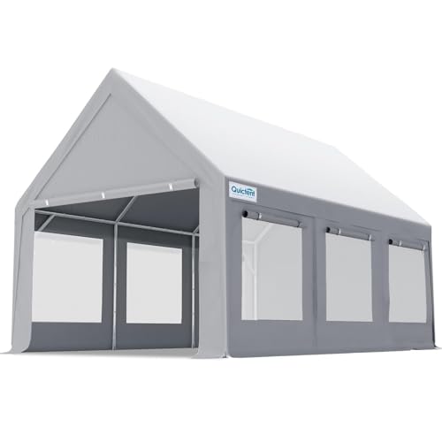 Quictent Heavy Duty 10x20 ft Carport Tent with Ultra-High Peak & Ventilation Windows, Waterproof Outdoor Canopy Shelter for Events, Storage, Parking & Wedding - Gray Quictent