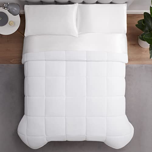 Serta ComfortSure Down Alternative Comforter, Soft Box Stitched Duvet Insert, Quilted Full Comforter with 4 Corner Tabs, All Season Bedding, White Serta