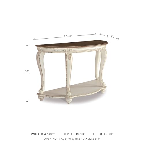Signature Design by Ashley Realyn French Country Semi-Circle Console Table, White & Brown Signature Design by Ashley