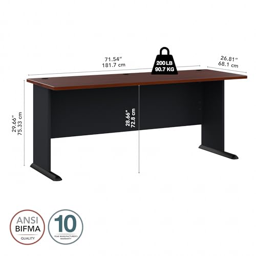 Bush Business Furniture Series A 72W Desk in Hansen Cherry and Galaxy Bush Business Furniture