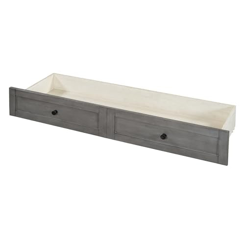 YOPTO Full Size Murphy Bed Chest,Folding Storage Wall Bed with Large Drawers,USB Ports & 2 Three-Prong Outlets,Hidden Cabinet Platform Bed W/Wood Slats Support,for Bedroom,Guest Room,Brushed Gray YOPTO