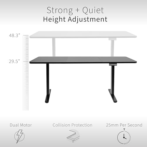 VIVO Electric 71 x 30 in Dual Motor Standing Desk, Memory Height Adjustment, E2B Series, Dark Walnut Top Black Frame, DESK-KIT-E2B7D VIVO