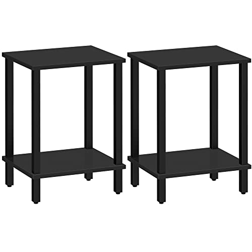 TUTOTAK End Table, Set of 2, Side Table, Nightstand, 2-Tier Storage Shelf, Sofa Table for Small Space, Living Room, Bed Room TB01BK035 TUTOTAK