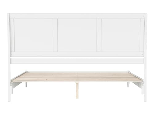 Valencia King Solid Wood Low Profile Sleigh Bed with Charging Station - White AFI