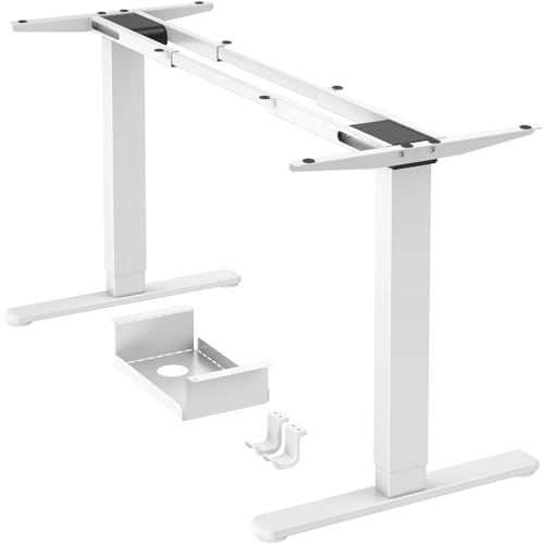 ErGear Dual Motor Standing Desk Frame, Electric Adjustable Legs Compatible Desktop Size 44″-90″, 264 lbs Weight Capacity, 4 Memory Height Settings Stand up Desks Base, White Frame Only ErGear