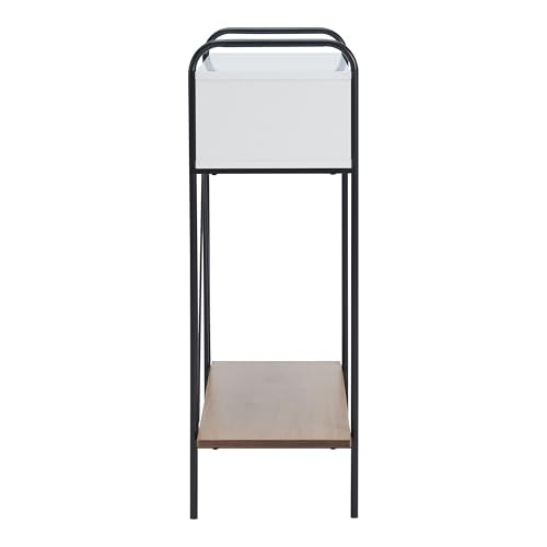 Furniture of America Alyia Modern 36 inch High Console Table with Storage Shelves and Metal Frame Legs for Living Room, Entryway, Hallway, Office, Corridor, Foyer, White Pure & Distressed Oak Furniture of America