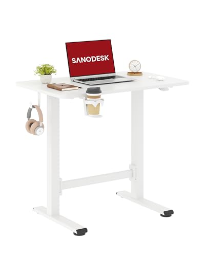 SANODESK Mobile Workstation Standing Desk with Gas-Spring Lift, Rolling Desk 32x20''Adjustable Height, One-Piece Desktop Workstation,Walking Pad & Treadmill Compatible, Portable Home Office SANODESK