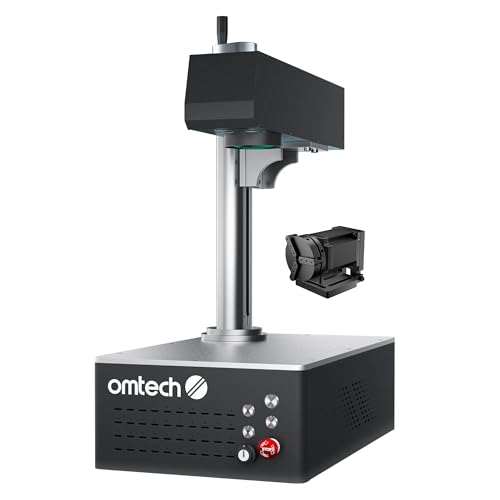 OMTech Autofocus 60W MOPA Fiber Laser Marking Machine with Rotary Axis, Fiber Laser Engraver for Metal Color Marking, 6" x 6" Workbed Fiber Laser Cutter with EzCad, 100,000 hr. Life OMTech