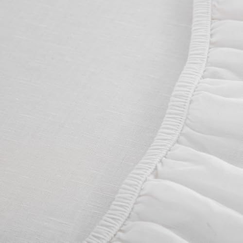DAUAOTO King Size Linen Blend Sheets Set, 55% Linen 45% Cotton Bedding Sets, Bedlinen Up to 16" Deep, White DAUAOTO