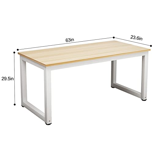 NSdirect Modern Computer Desk 63 Inch Large Office Desk, Writing Study Table for Home Office Desk Workstation Wide Metal Sturdy Frame Thicker Steel Legs, White NSdirect