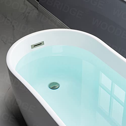 WOODBRIDGE 59" Acrylic Freestanding Bathtub Contemporary Soaking Tub with Matte Black Drain and Overflow WOODBRIDGE