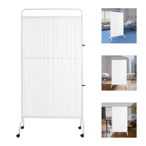 Portable Room Divider, 70.9" H Medical Privacy Screen with Lockable Casters Folding Partition Screen with Oxford Cloth for Hospitals Beauty Salons Nursing Homes 35.4" Wx70.9 H (White) LOONGWEIA